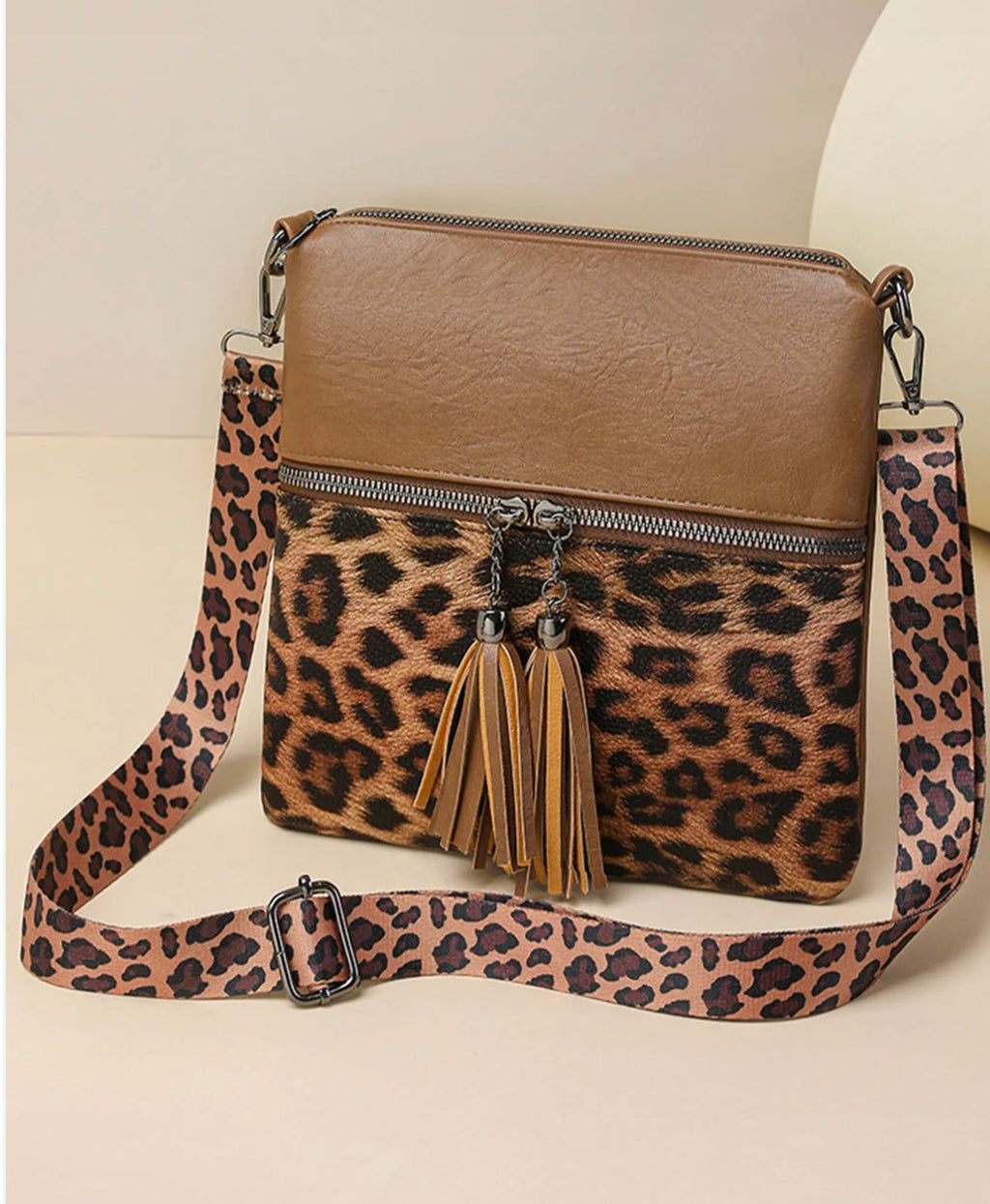 Leopard Tassel Shoulder Bag