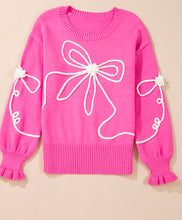 Load image into Gallery viewer, Corded Flower Bow Sweater
