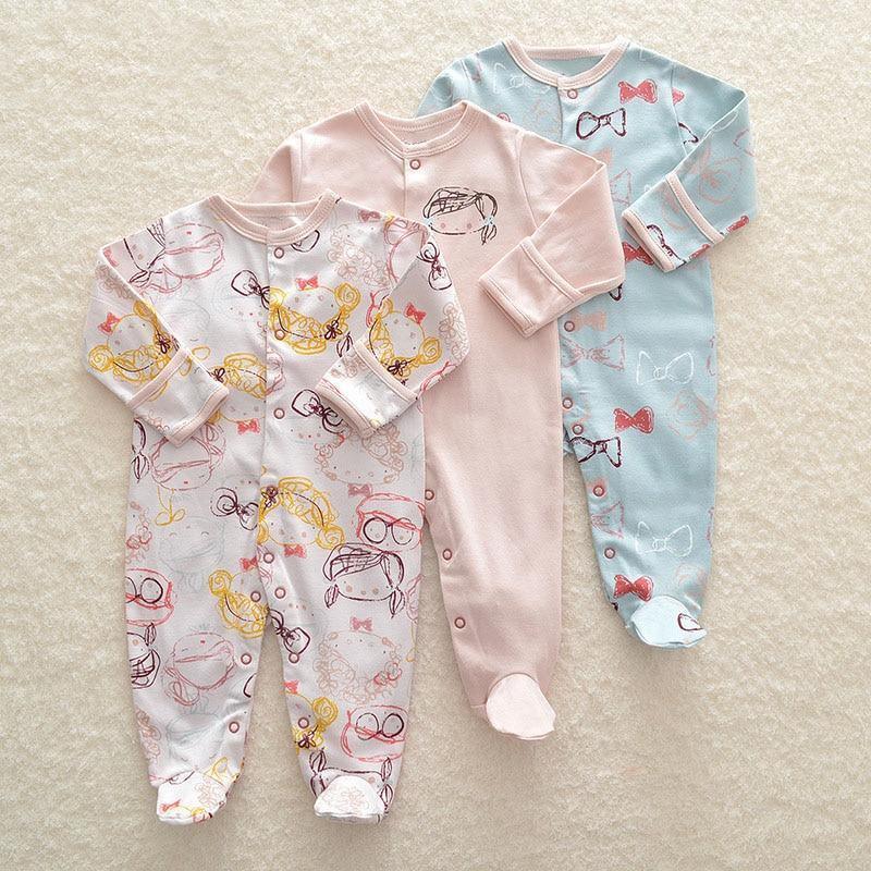 3pcs Set Baby Romper Newborn Sleep suit Flower Baby Rompers Infant Baby Clothes Long Sleeve Newborn Jumpsuits Pajamas for Kids Stevvex