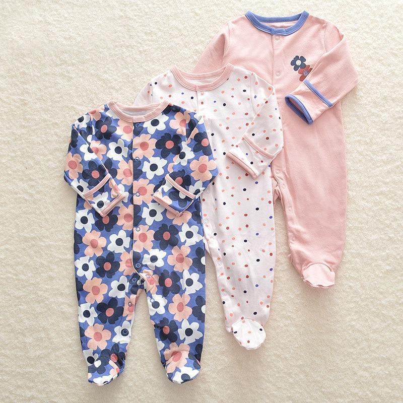 3pcs Set Baby Romper Newborn Sleep suit Flower Baby Rompers Infant Baby Clothes Long Sleeve Newborn Jumpsuits Pajamas for Kids Stevvex