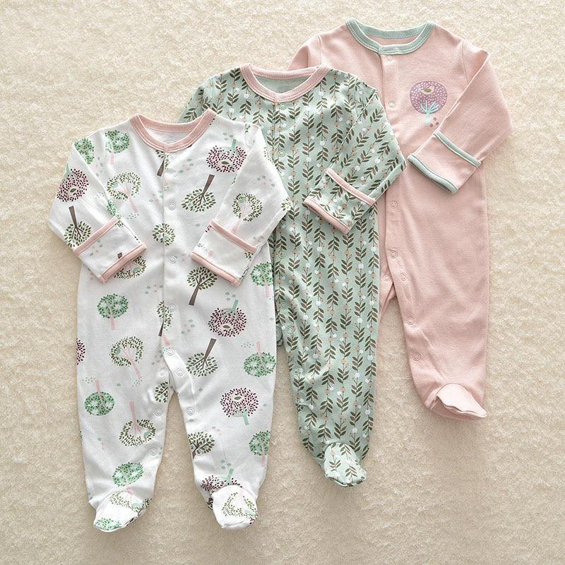 3pcs Set Baby Romper Newborn Sleep suit Flower Baby Rompers Infant Baby Clothes Long Sleeve Newborn Jumpsuits Pajamas for Kids Stevvex