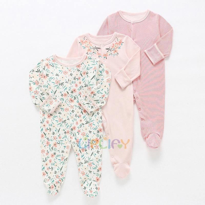3pcs Set Baby Romper Newborn Sleep suit Flower Baby Rompers Infant Baby Clothes Long Sleeve Newborn Jumpsuits Pajamas for Kids Stevvex