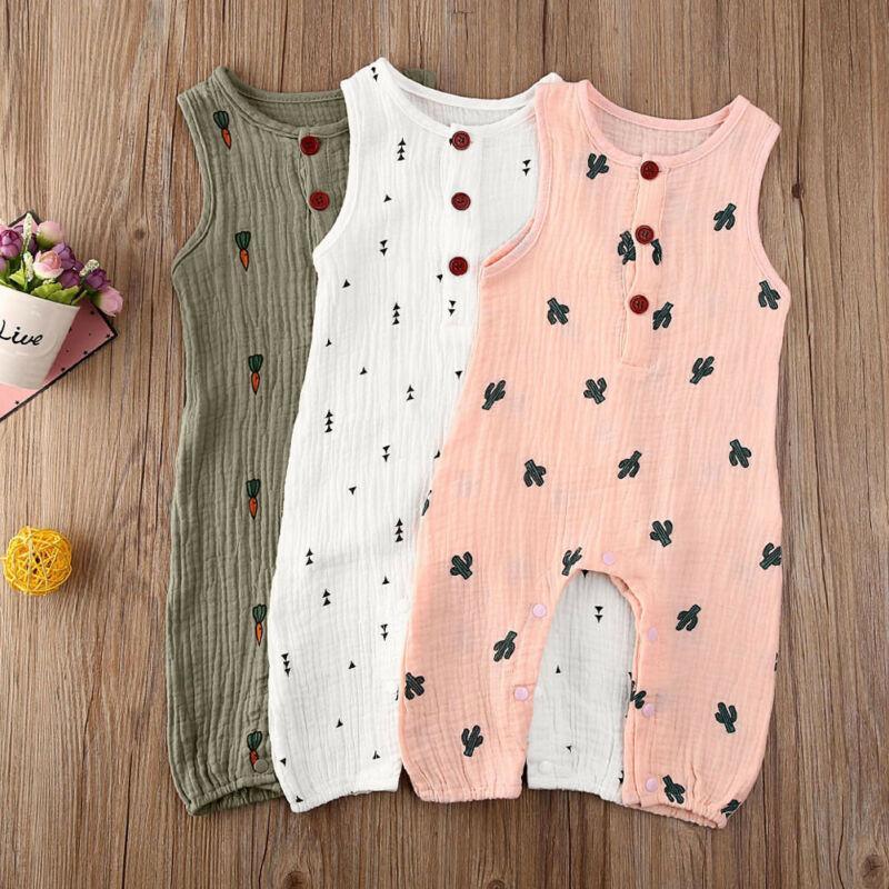 Baby Romper Sleeveless Newborn Baby Girl Boy Clothes Cactus Print Romper Jumpsuit Soft Baby Outfit One Piece Jumpsuit Pajamas Stevvex