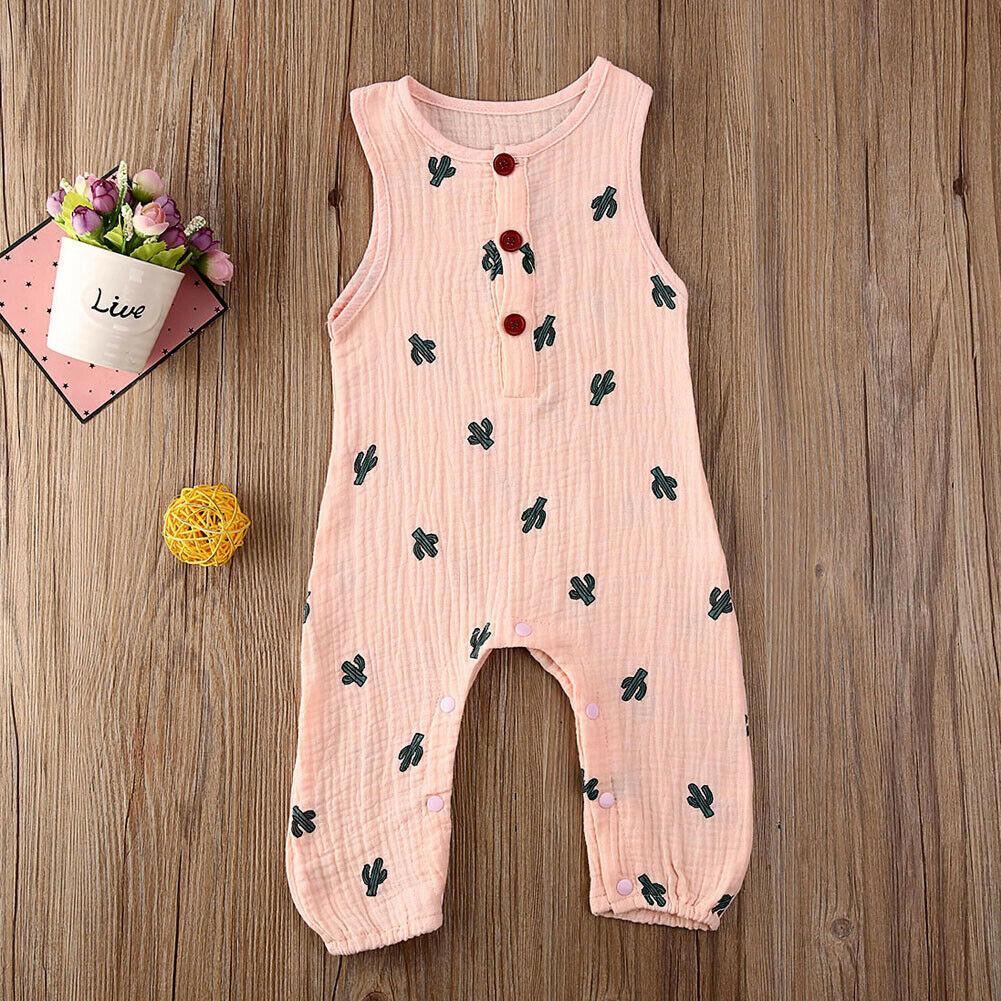 Baby Romper Sleeveless Newborn Baby Girl Boy Clothes Cactus Print Romper Jumpsuit Soft Baby Outfit One Piece Jumpsuit Pajamas Stevvex