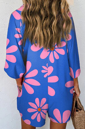 BALI BLOOMS BLUE FLORAL LOOSE ROMPER **SHIPPING EXPECTED TO BEGIN ON DATE 4/8**