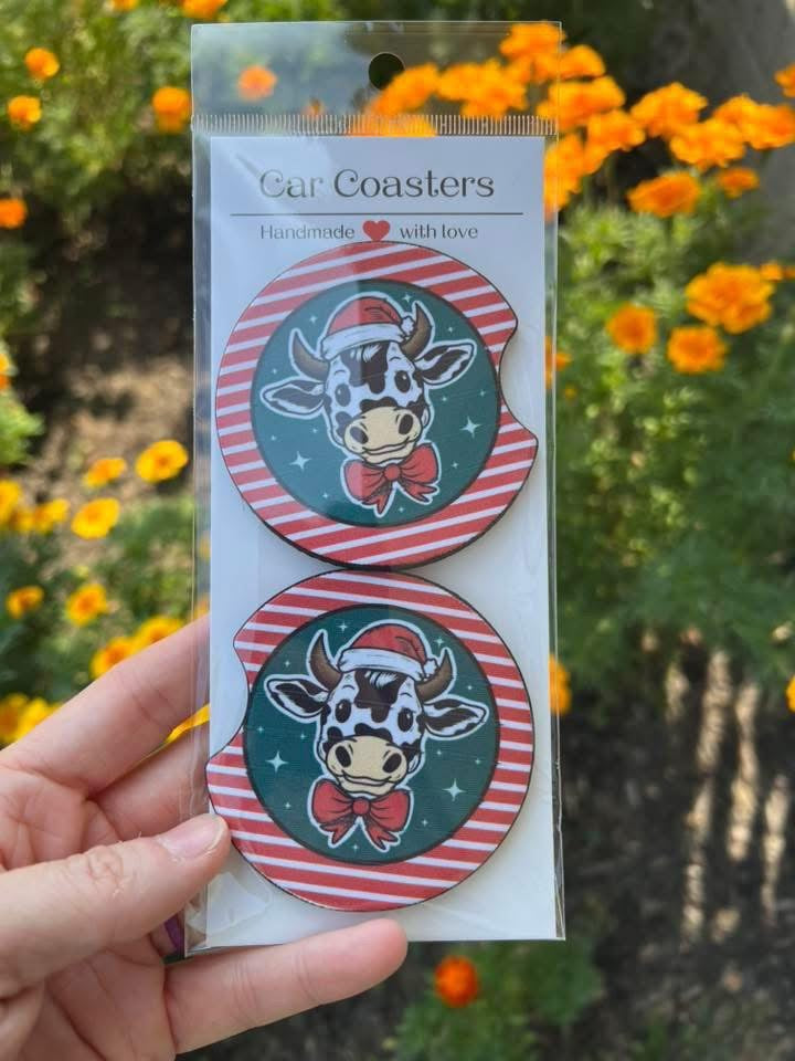 Christmas cow coasters