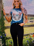 Bull Skull Leopard Print Top