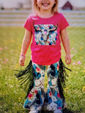 Bull skull tessels  bell bottom girls set