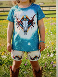 Bull Print Aztec Short Set