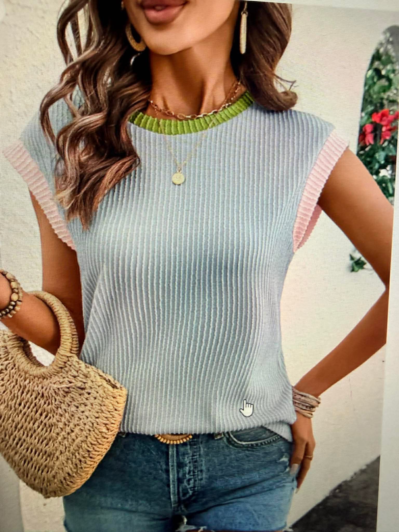 Color block Short Sleeve Top