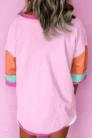 VIVID SKIES COLORBLOCK HENLEY TOP **SHIPPING EXPECTED TO BEGIN ON DATE 5/4**