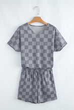 Load image into Gallery viewer, Gray Checkered V Neck Lounge set
