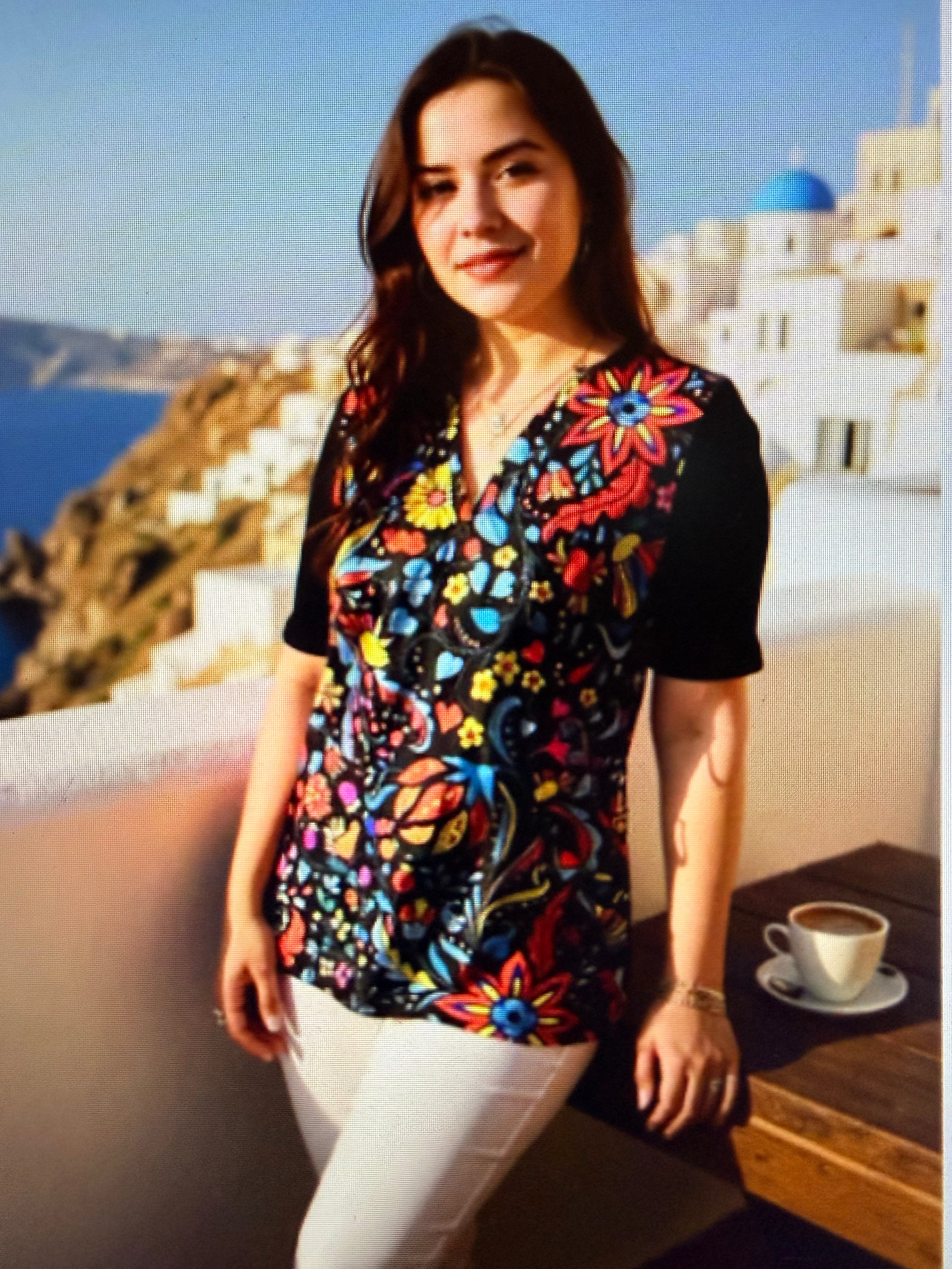 Black Floral Printed Top