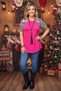 Fuschia Floral Leopard Top
