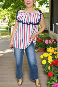 Patriotic Stripe off shoulder Top