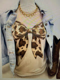 Cow Print Bow Tee