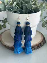 Load image into Gallery viewer, Free Fall Tassel Earrings &quot;Blues&quot;
