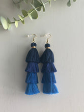 Load image into Gallery viewer, Free Fall Tassel Earrings &quot;Blues&quot;
