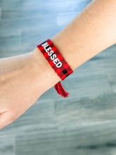 Load image into Gallery viewer, &quot;Blessed&quot; Red Buffalo Plaid Woven Bracelet
