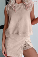 Load image into Gallery viewer, BEYOND LIMITS SMOKE GRAY MINERAL WASH SLEEVELESS TOP &amp; SPLIT SKORT SET **SHIPPING EXPECTED TO BEGIN ON DATE 6/20**
