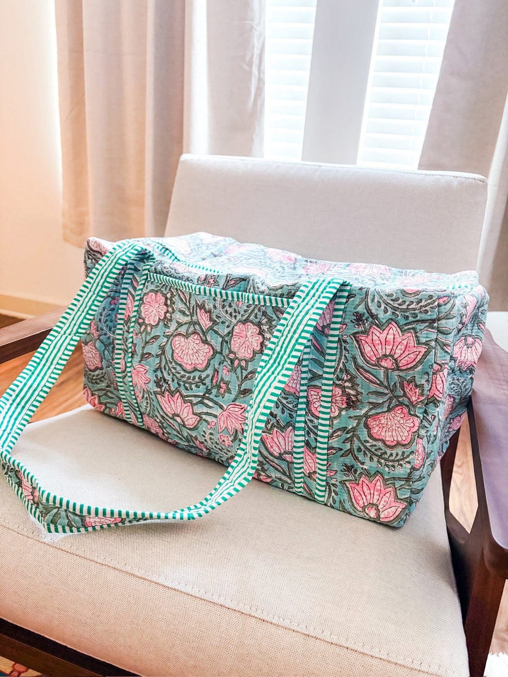 Lennon Blue Floral Duffle Bag