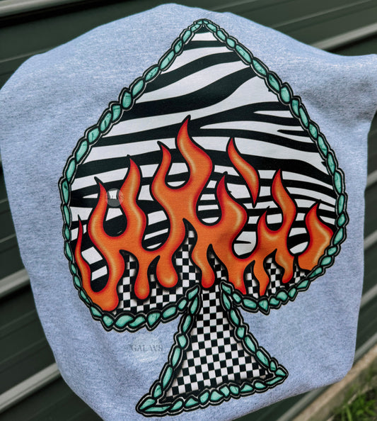 zebra flame spade with turquoisel tee or sweatshirt Gunpowder and Lace Boutique Nac