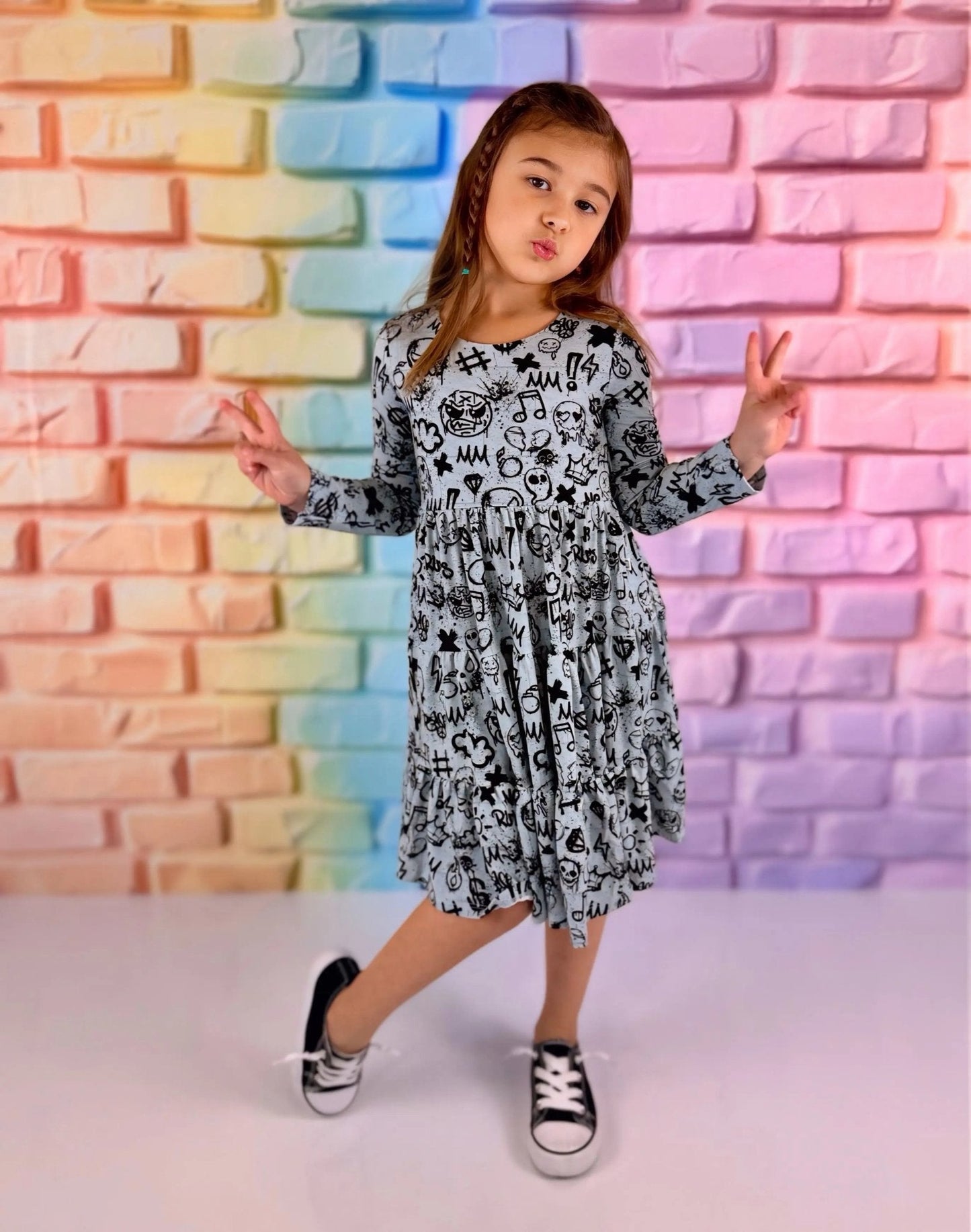 Long Sleeve Twirl Dress & Short Set