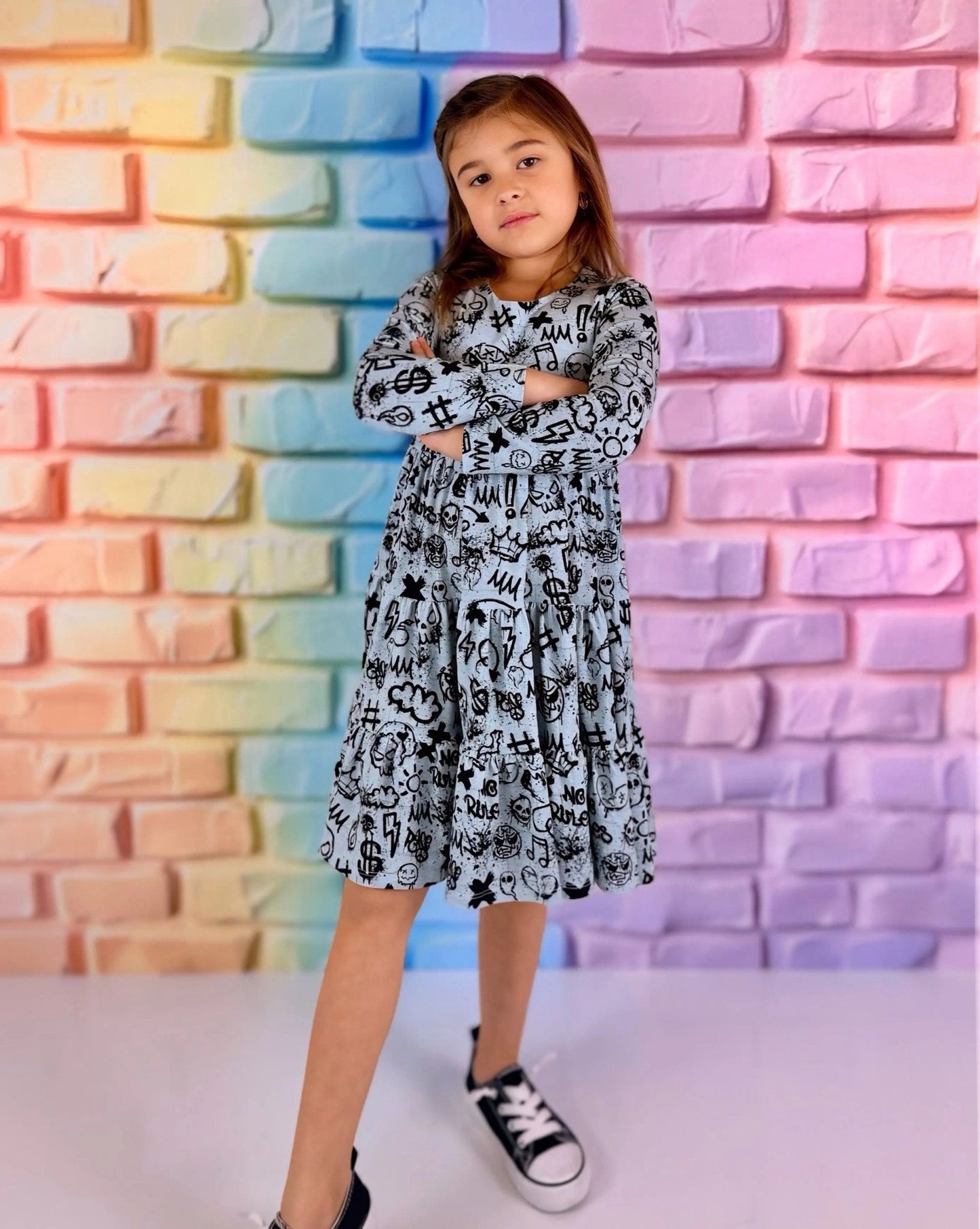 Long Sleeve Twirl Dress & Short Set