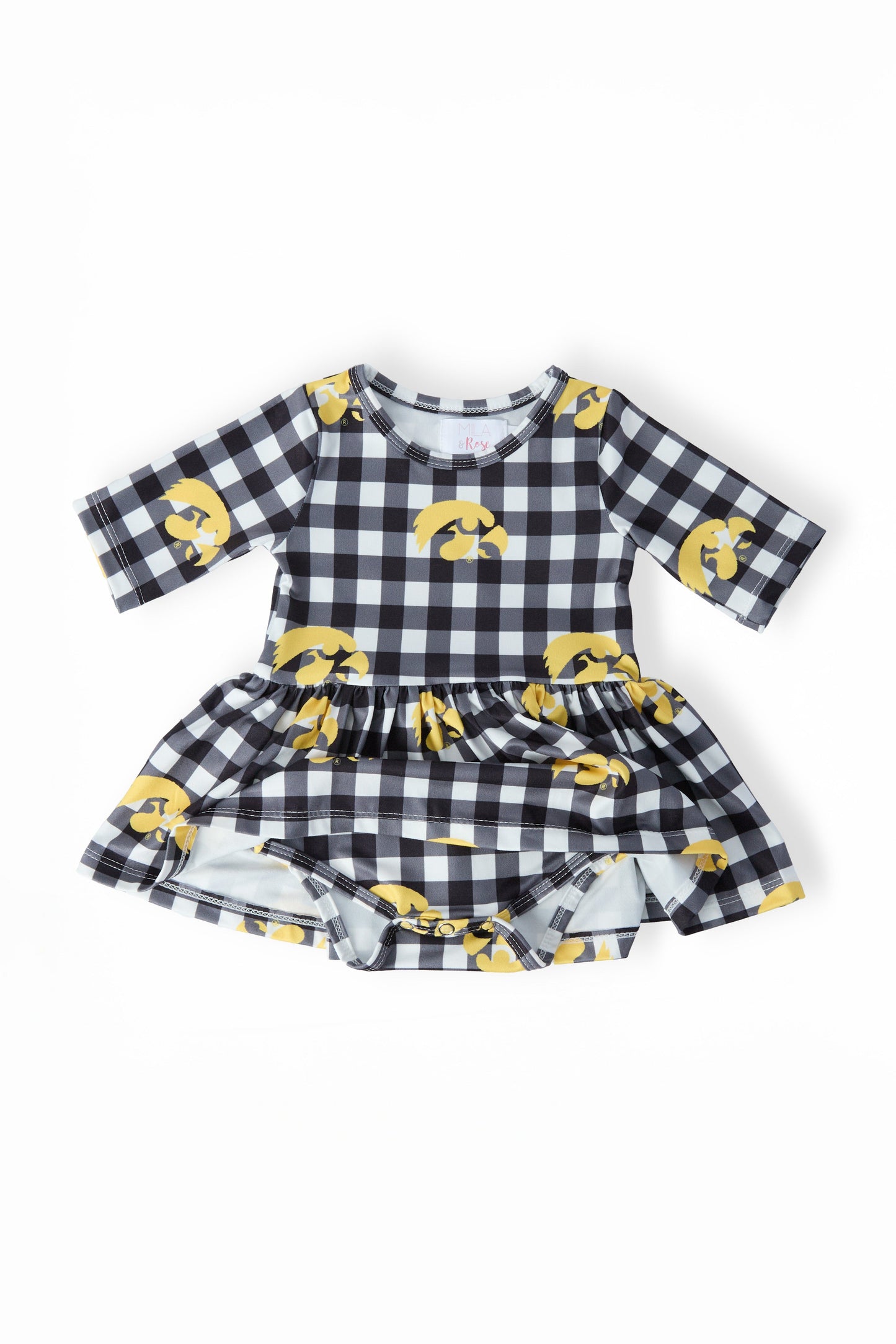 Iowa Plaid Tigerhawk 3/4 Sleeve Twirl Bodysuit