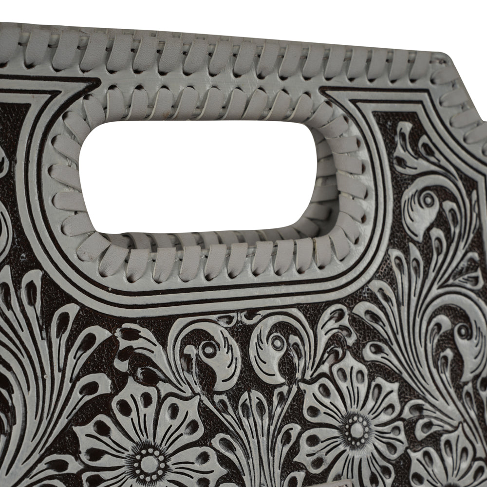 Handtooled Alma Medium Handbag - Ivory Dust Myra USA