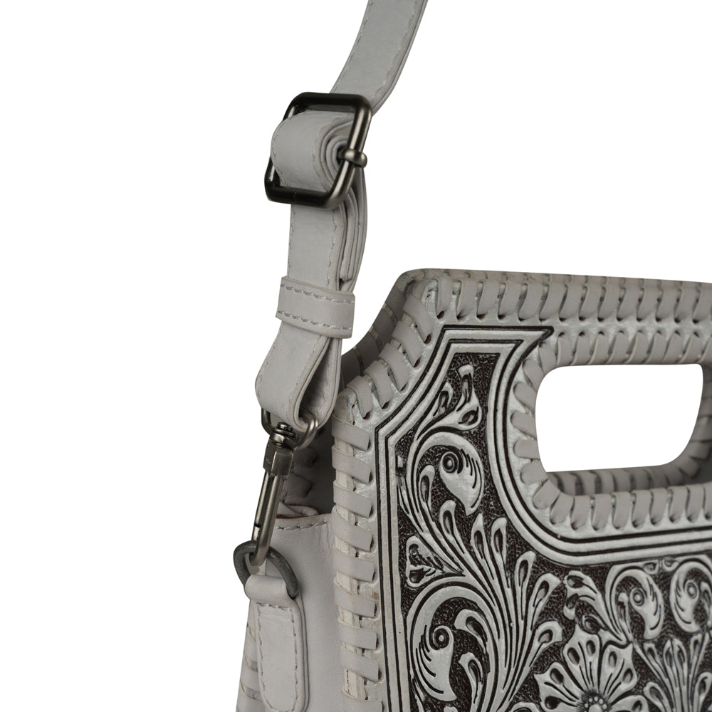 Handtooled Alma Medium Handbag - Ivory Dust Myra USA