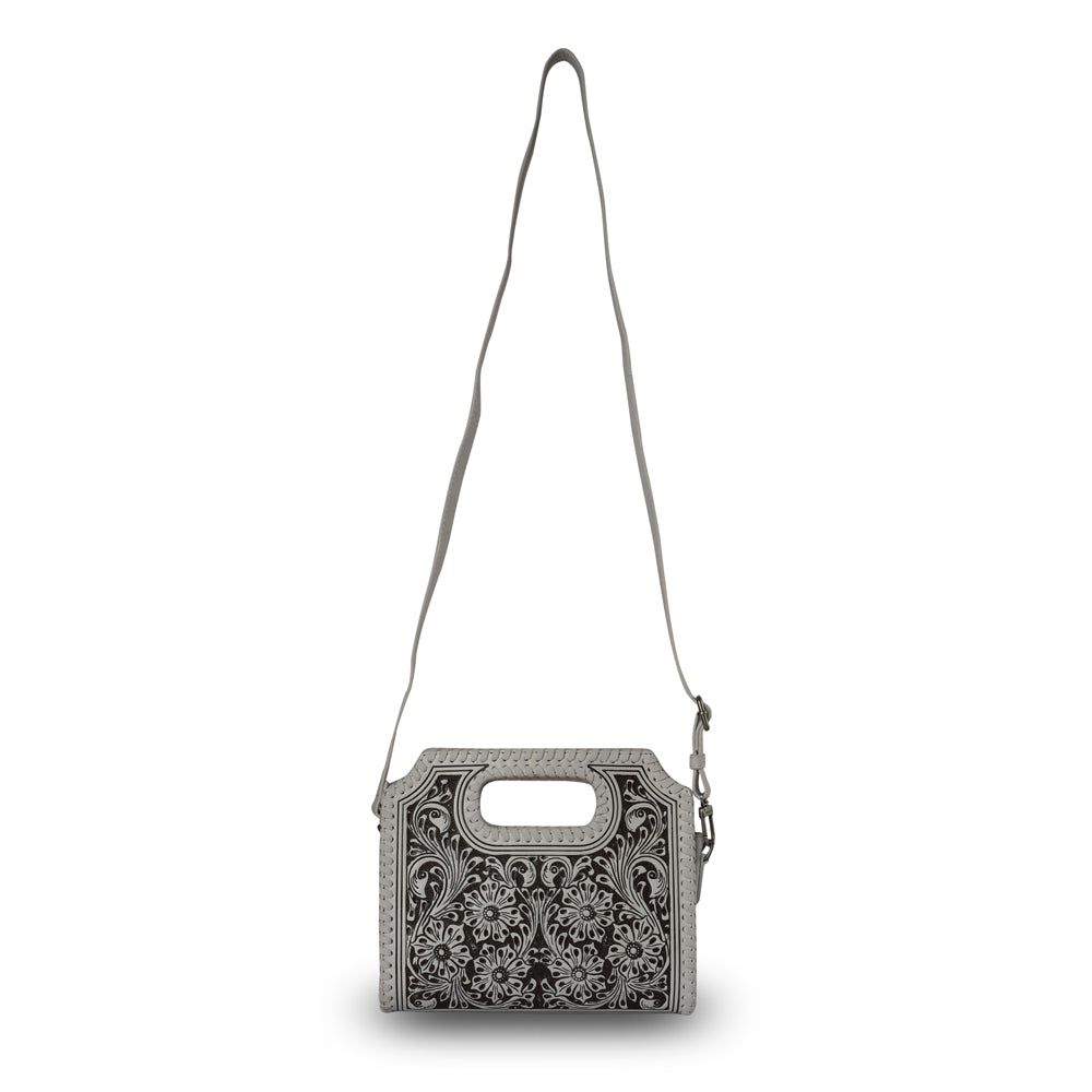 Handtooled Alma Medium Handbag - Ivory Dust Myra USA