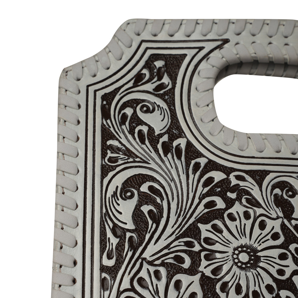 Handtooled Alma Medium Handbag - Ivory Dust Myra USA