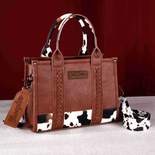 Wrangler Cow Print Concealed Carry Tote/Crossbody - Brown Country in My Heart
