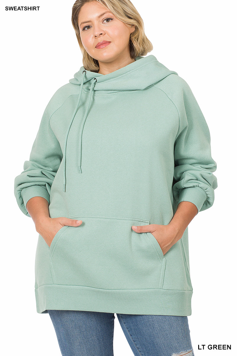 Side Tie Hoodie with Pocket (Lt Green)