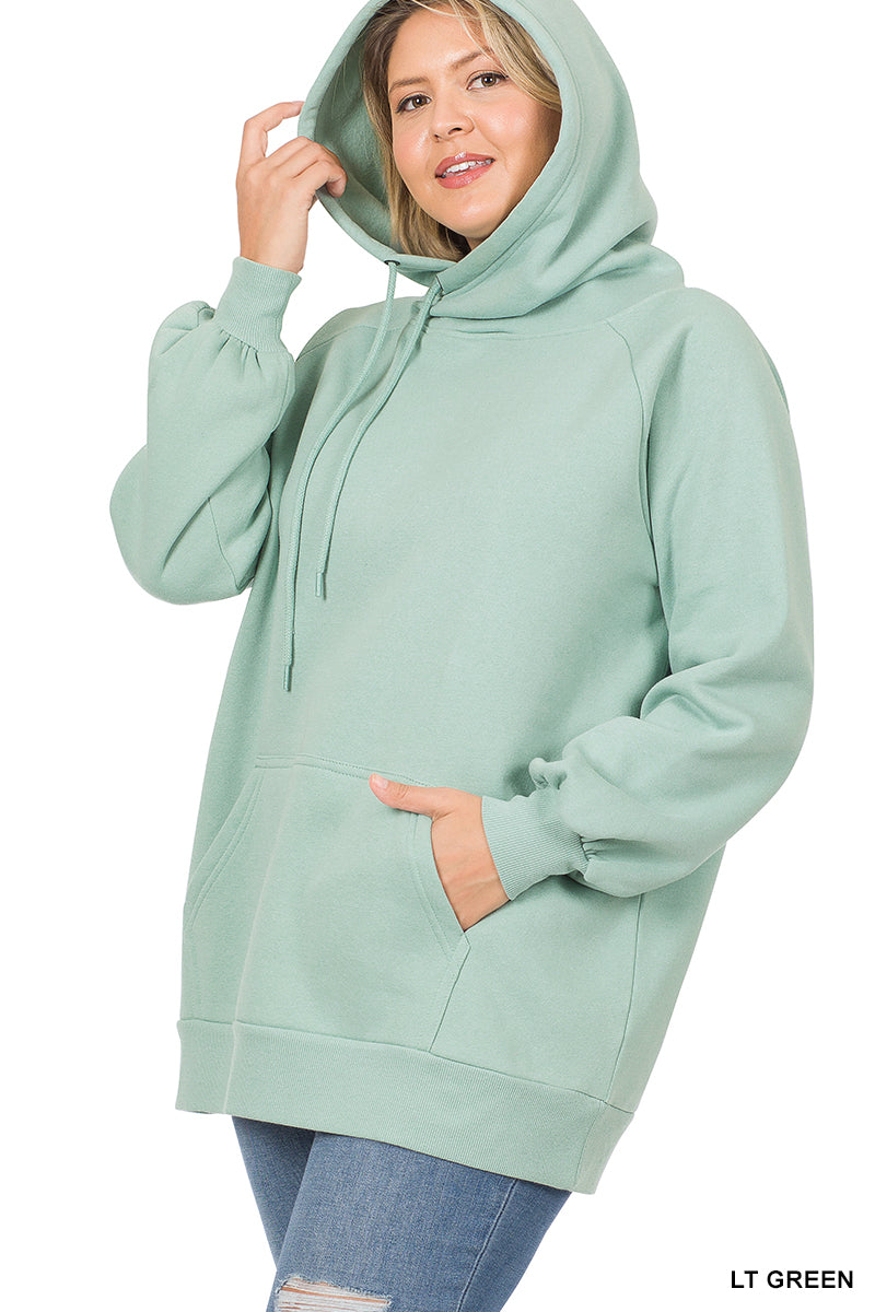 Side Tie Hoodie with Pocket (Lt Green)