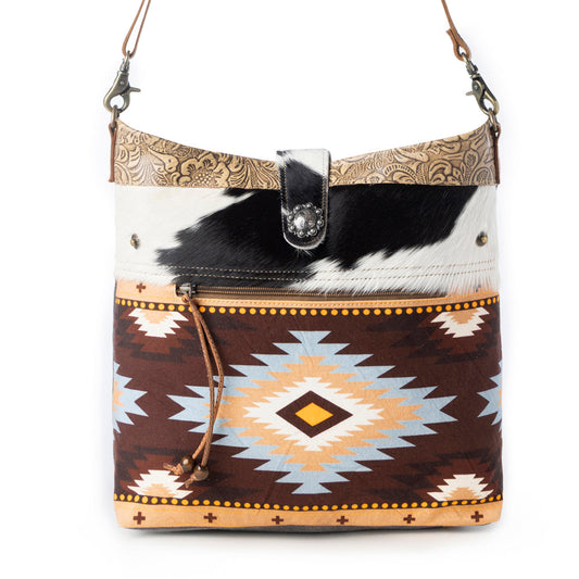 Myra Wovenstone Western shoulder Bag for Women in rust with Aztec detail Myra USA