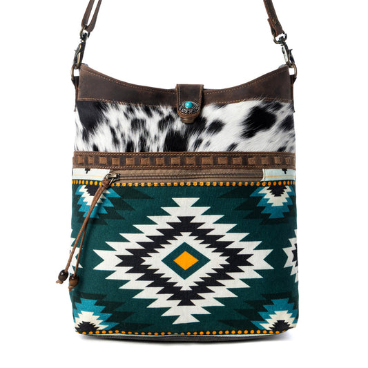 Myra Wovenstone Western shoulder Bag for Women in green with Aztec detail Myra USA