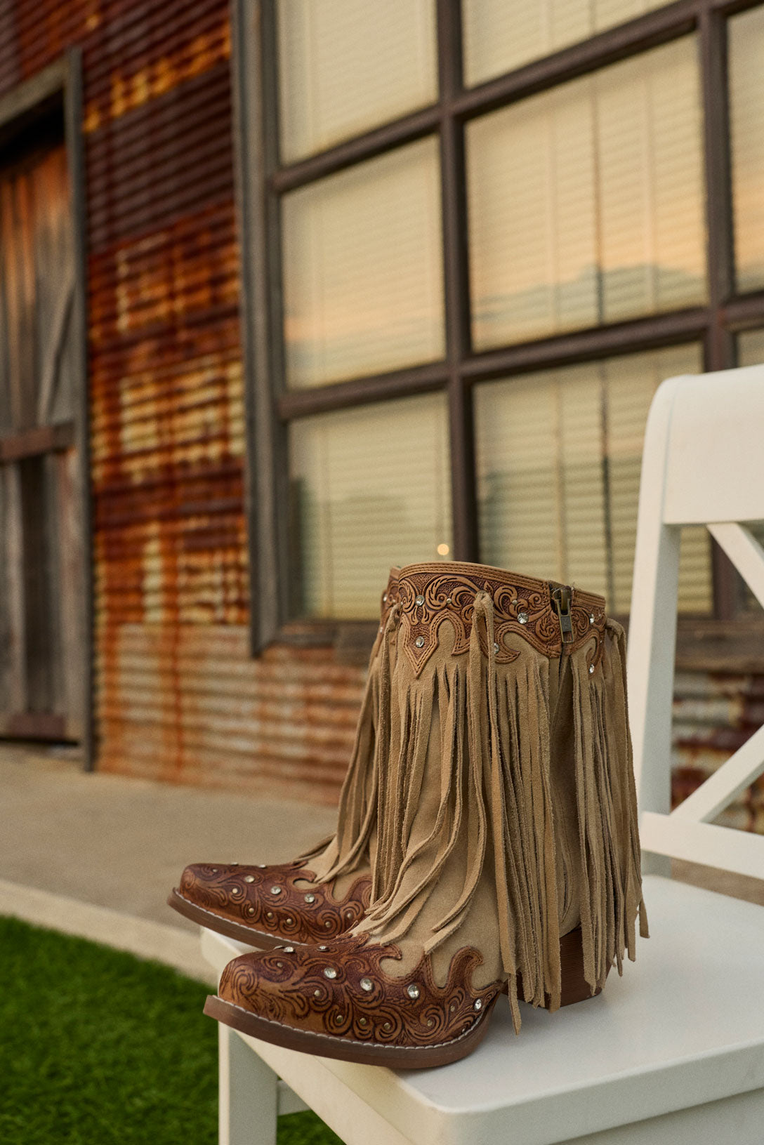 Myra Nashville Nights Fringe Boots for Women in Ember, Handtooled Genuine Leather with Swarovski Stones Myra USA