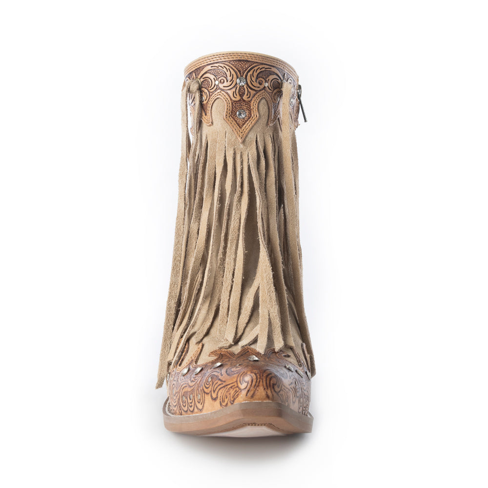 Myra Nashville Nights Fringe Boots for Women in Ember, Handtooled Genuine Leather with Swarovski Stones Myra USA