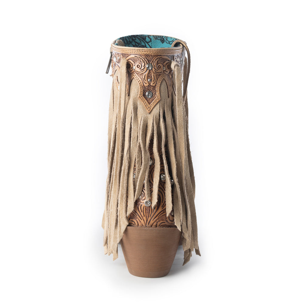 Myra Nashville Nights Fringe Boots for Women in Ember, Handtooled Genuine Leather with Swarovski Stones Myra USA