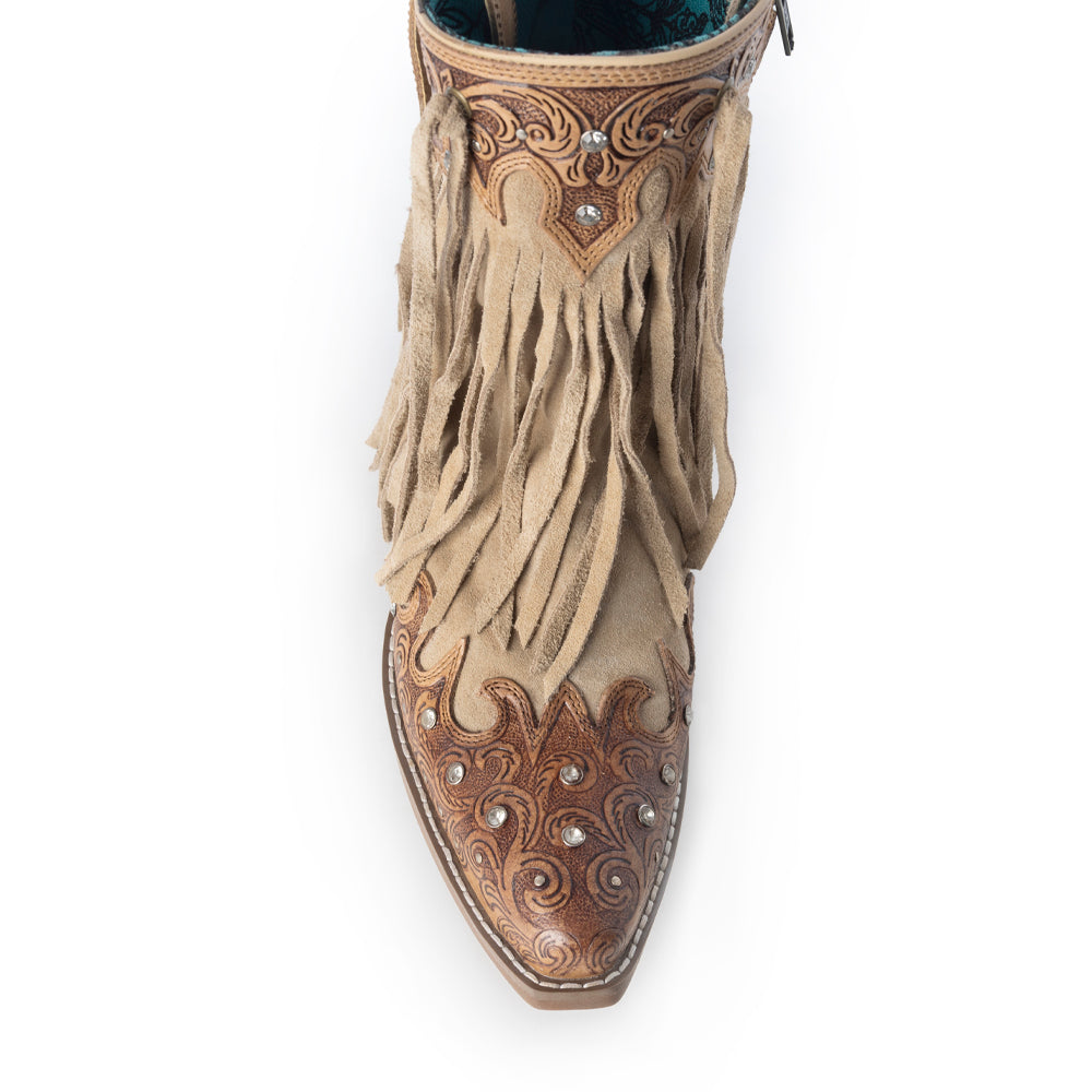 Myra Nashville Nights Fringe Boots for Women in Ember, Handtooled Genuine Leather with Swarovski Stones Myra USA