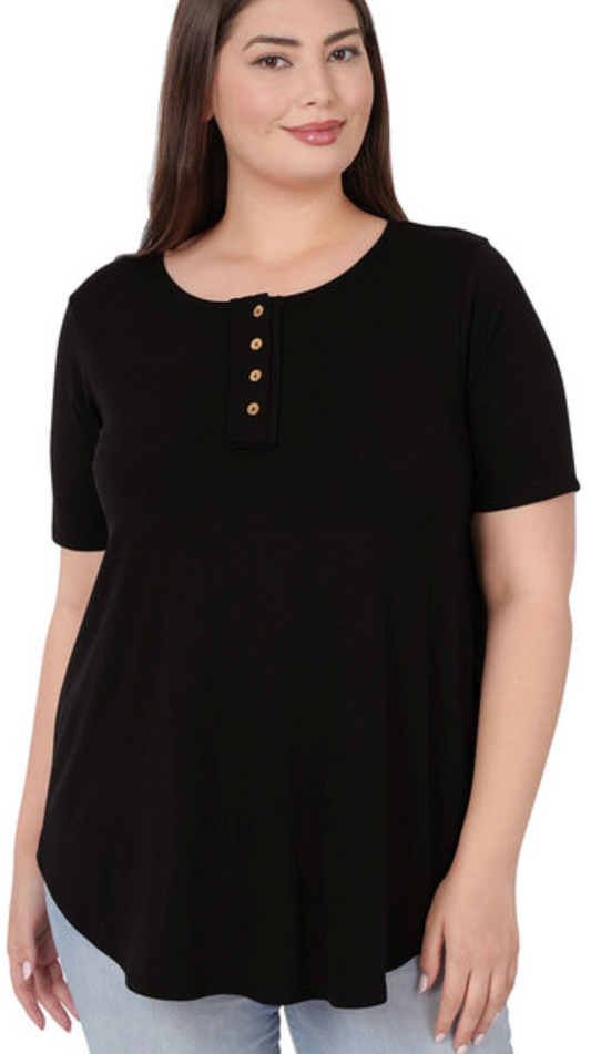 SHORT SLEEVE BUTTON DOWN TOP - READY TO SHIP - ZENANA