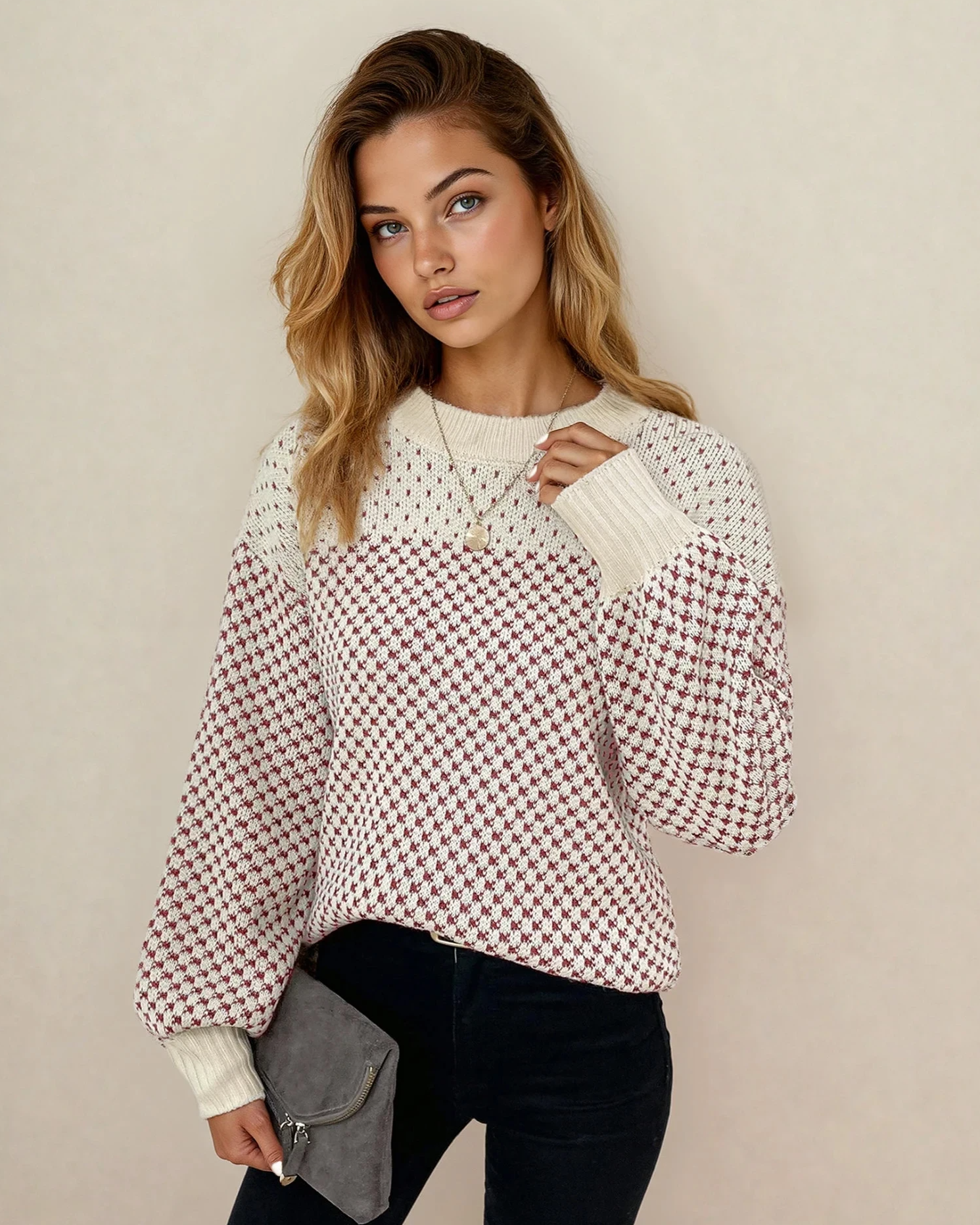 Judith Sleeve Knit Sweater - Red Indie & Co.