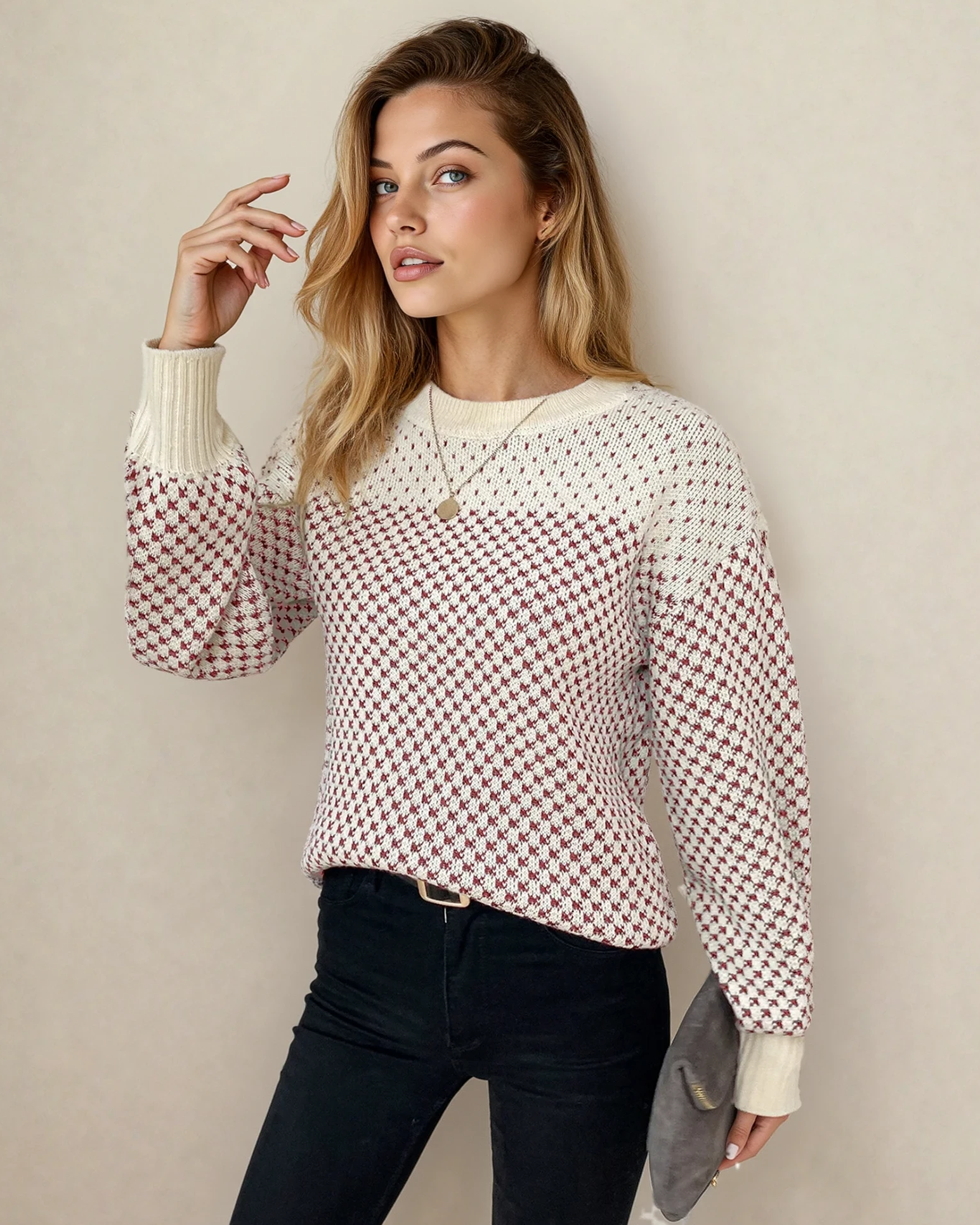 Judith Sleeve Knit Sweater - Red Indie & Co.