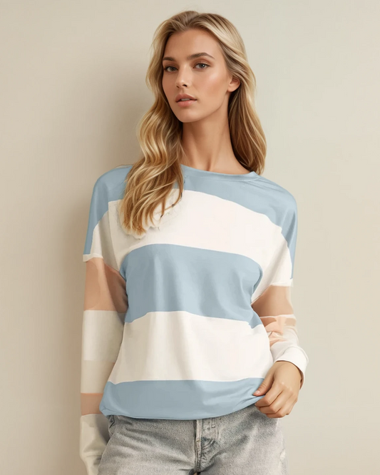Ashlyn Lightweight Colorblock Sweatshirt - Blue