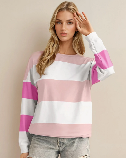 Ashlyn Lightweight Colorblock Sweatshirt - Pink