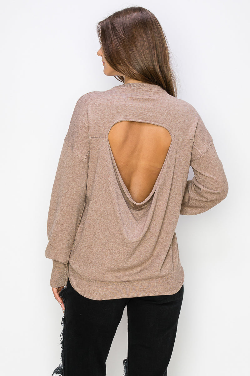 WT0001 Wholesale Cutout Draped Back Pullover