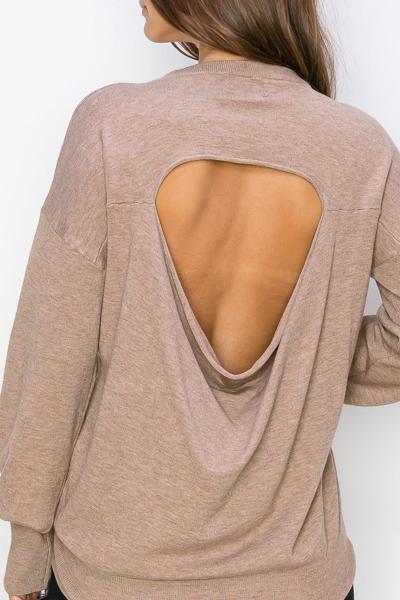 WT0001 Wholesale Cutout Draped Back Pullover