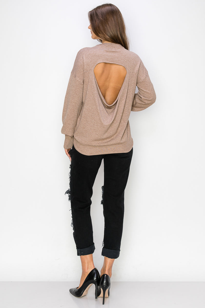 WT0001 Wholesale Cutout Draped Back Pullover
